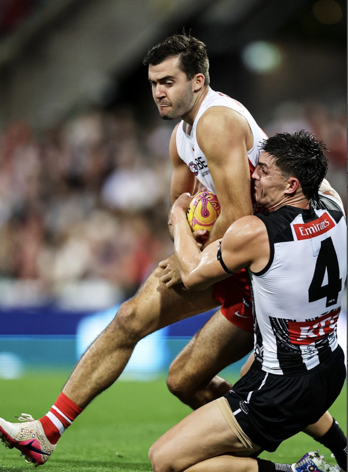 A fierce tackle in a top-eight contest